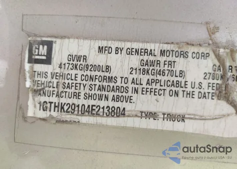 2004 GMC Sierra 2500Hd Slt z USA, uszkodzony, nr VIN 1GTHK29104E213804